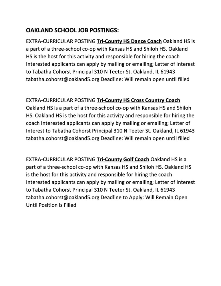 Oakland Schools Job Postings
