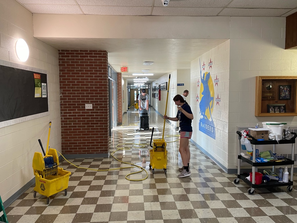Cleaning the hallway