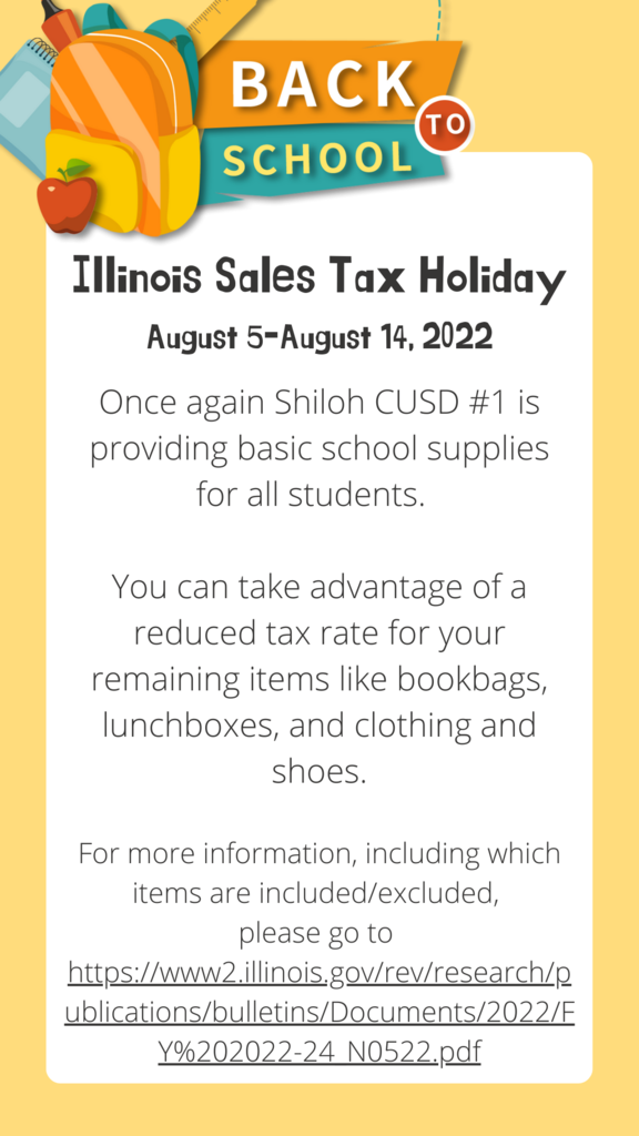 2022 IL sales tax holiday
