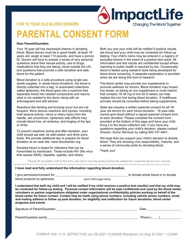 Parental consent form